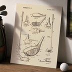 Premium Giclee Print Vintage Golf Club Patent by Andreas Magnusson copy Vintage Golf Poster | Retro Golf Wall Art Decor