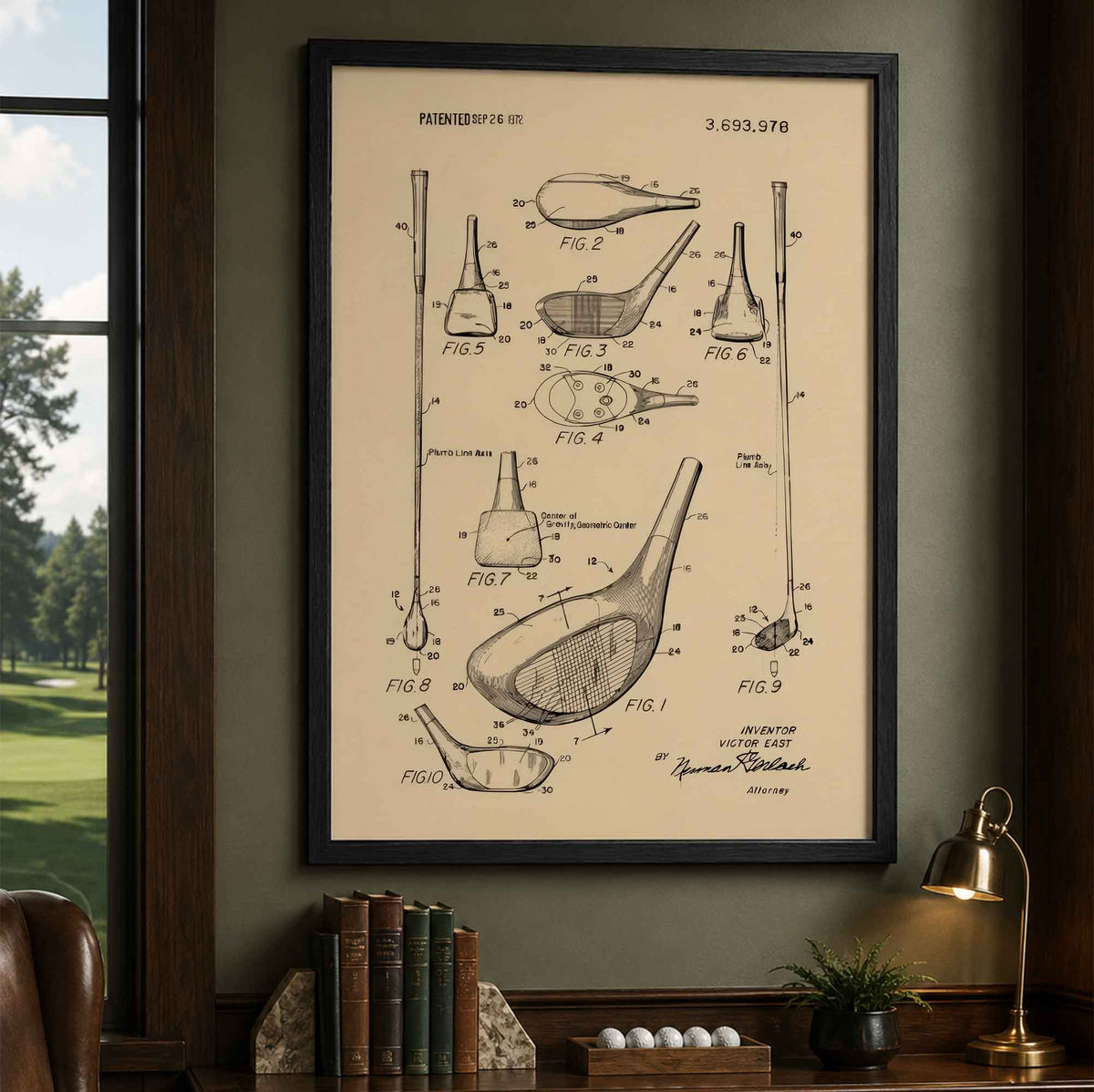 Premium Giclee Print Vintage Golf Club Patent by Andreas Magnusson copy Vintage Golf Poster | Retro Golf Wall Art Decor