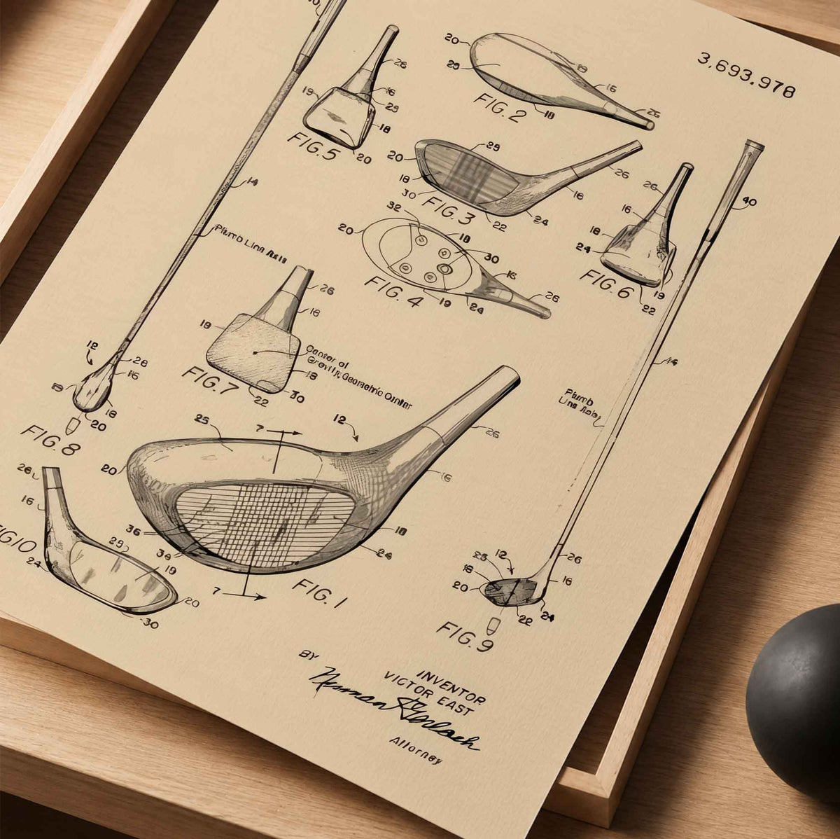 Premium Giclee Print Vintage Golf Club Patent by Andreas Magnusson copy Vintage Golf Poster | Retro Golf Wall Art Decor