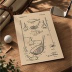 Premium Giclee Print Vintage Golf Club Patent by Andreas Magnusson copy Vintage Golf Poster | Retro Golf Wall Art Decor