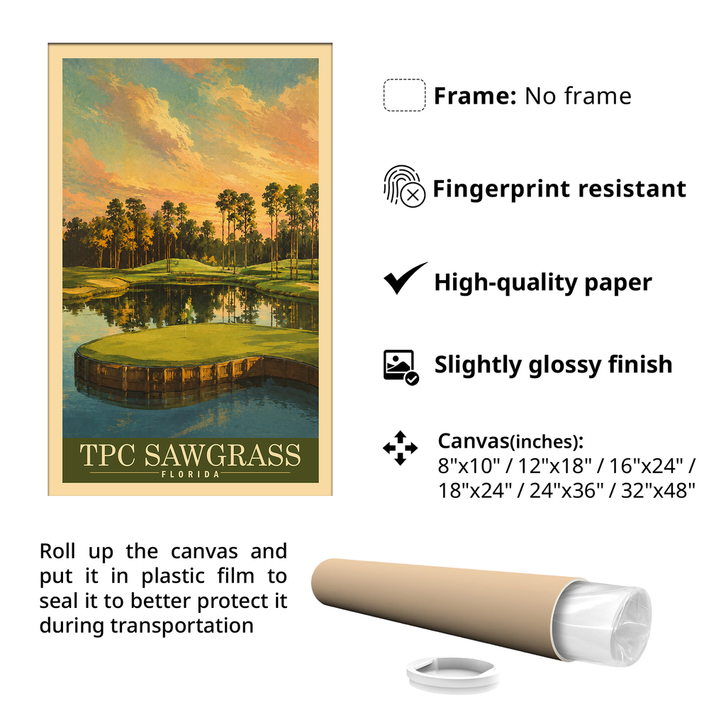 TPC Sawgrass Vintage Golf Travel Poster | Florida Golf Wall Art Decor