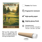 Pinehurst No.2 Vintage Golf Travel Poster | North Carolina Golf Wall Art Decor
