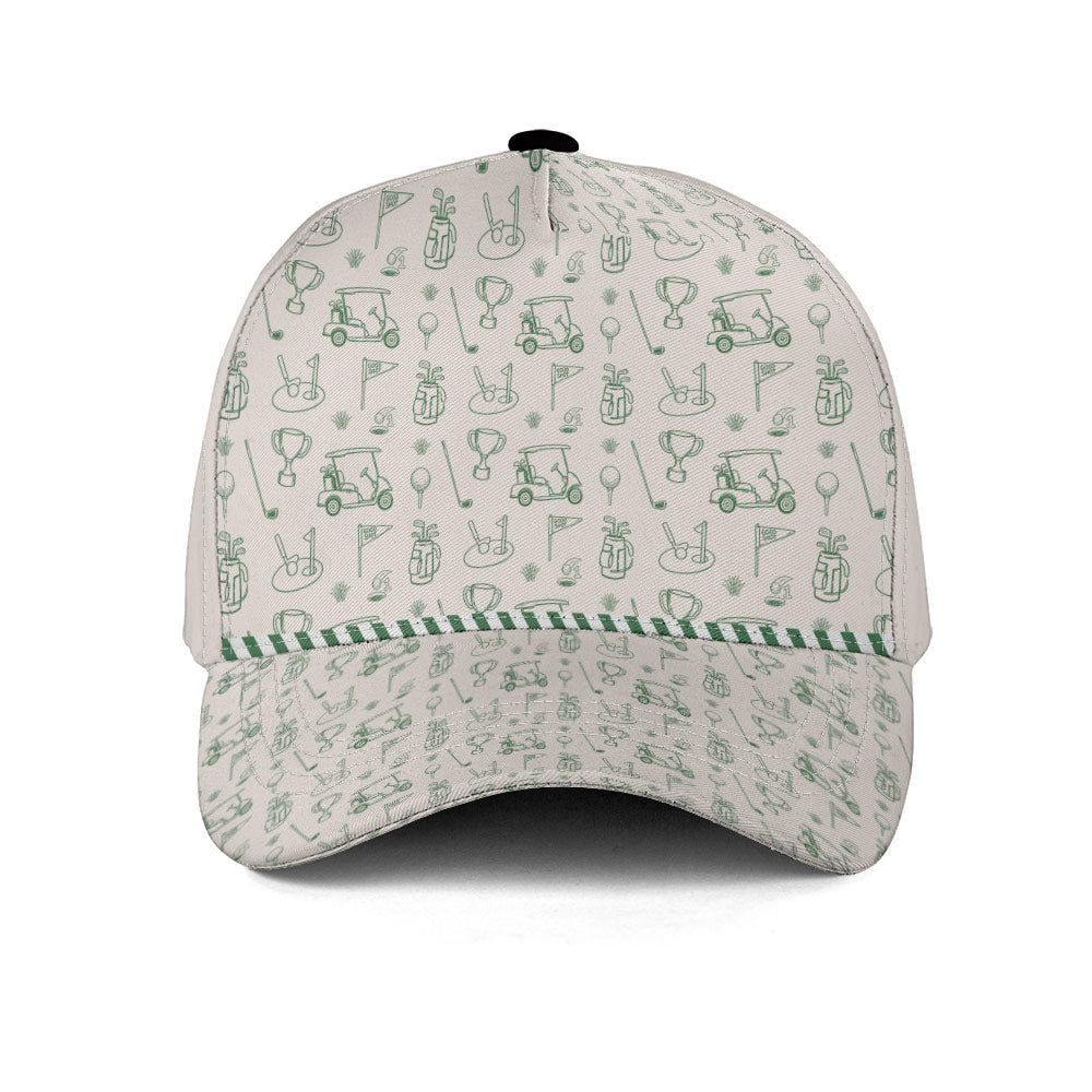 Vintage Golf Icon Line Art Pattern Hat - Funny Golf Gift for Golfers golf hat