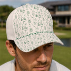Vintage Golf Icon Line Art Pattern Hat - Funny Golf Gift for Golfers