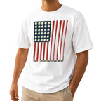 American Flag Golf Unisex T-Shirt - Patriotic Golf Balls & Clubs Graphic Tee
