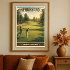 Pinehurst No.2 Vintage Golf Travel Poster | North Carolina Golf Wall Art Decor