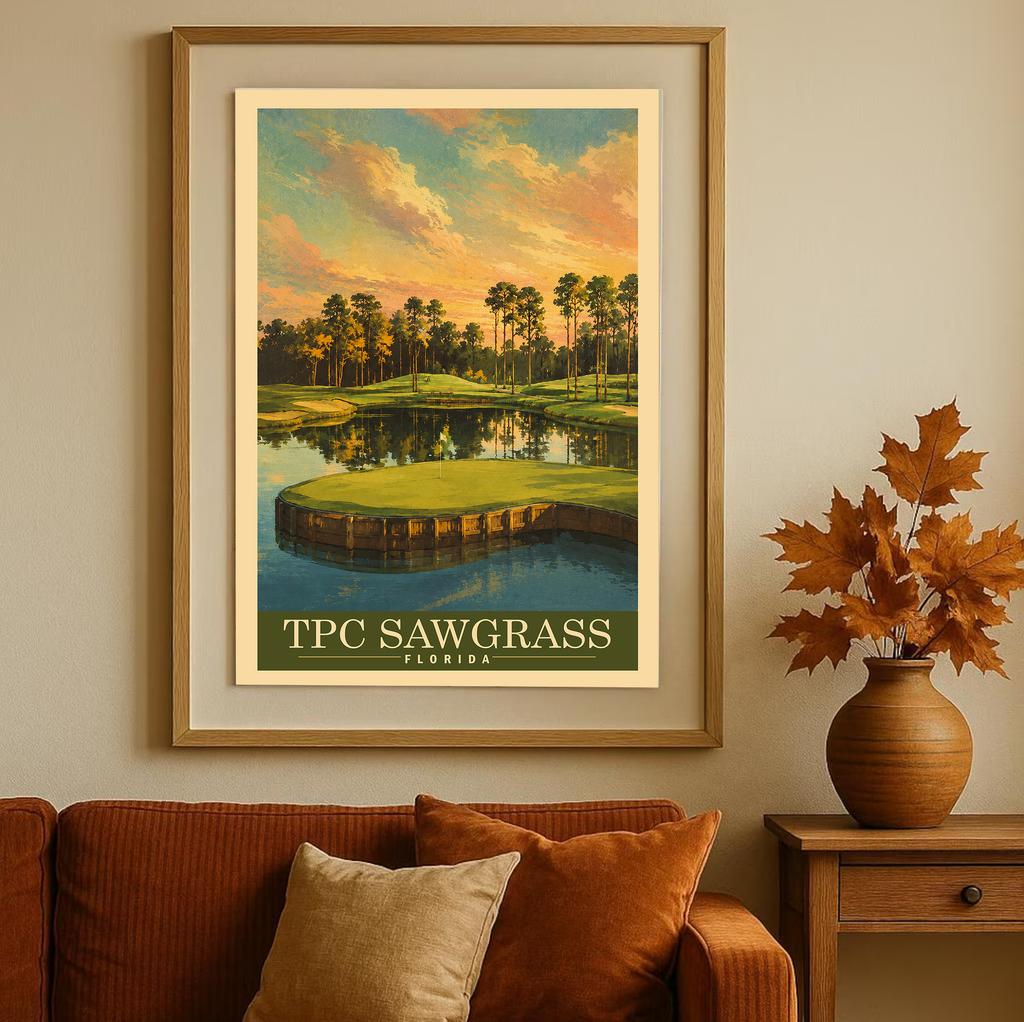 TPC Sawgrass Vintage Golf Travel Poster | Florida Golf Wall Art Decor