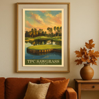 TPC Sawgrass Vintage Golf Travel Poster | Florida Golf Wall Art Decor