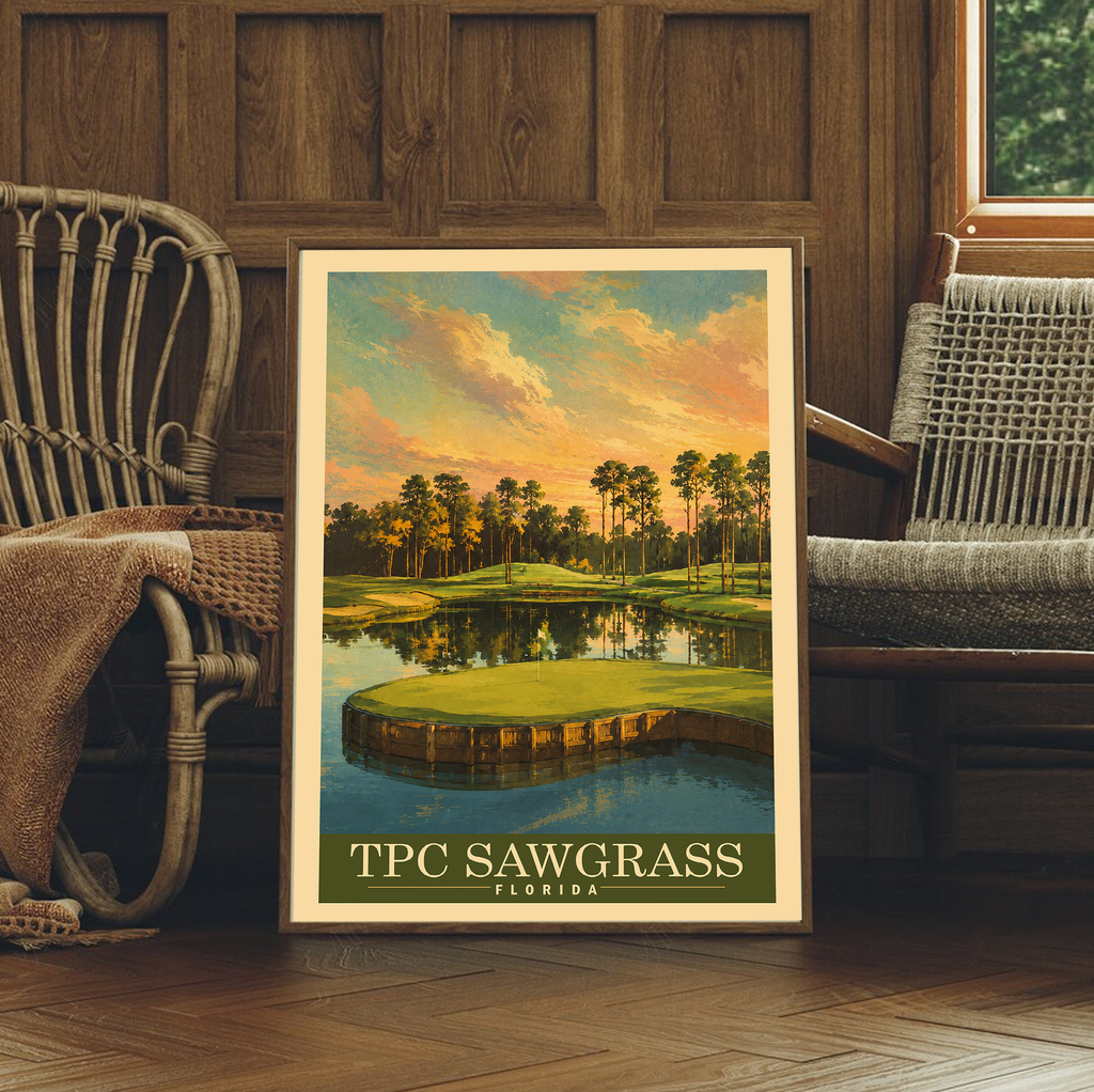 TPC Sawgrass Vintage Golf Travel Poster | Florida Golf Wall Art Decor