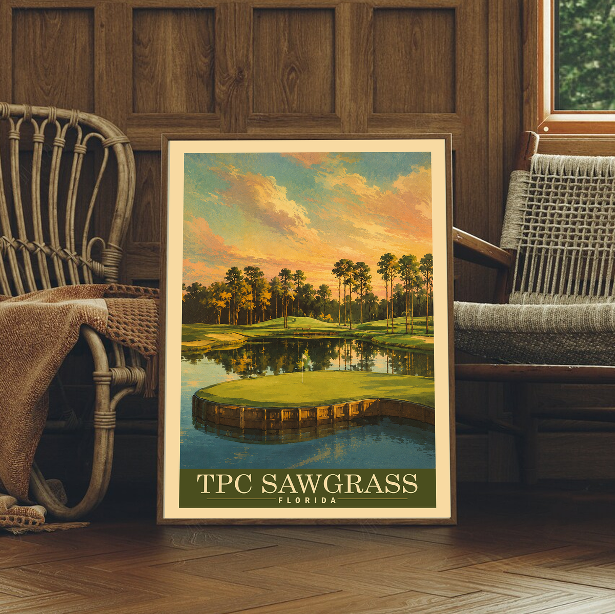 TPC Sawgrass Vintage Golf Travel Poster | Florida Golf Wall Art Decor