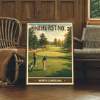 Pinehurst No.2 Vintage Golf Travel Poster | North Carolina Golf Wall Art Decor