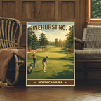 Pinehurst No.2 Vintage Golf Travel Poster | North Carolina Golf Wall Art Decor