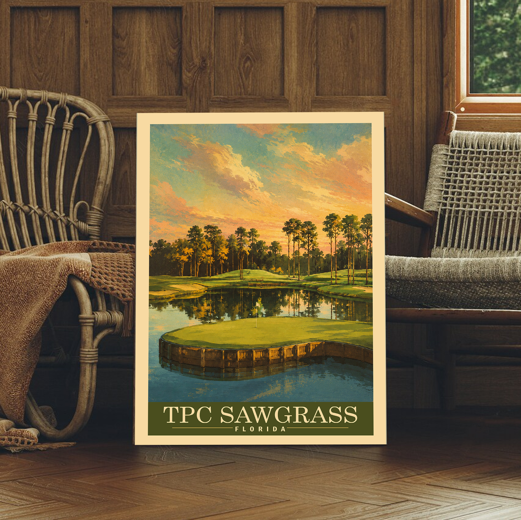 TPC Sawgrass Vintage Golf Travel Poster | Florida Golf Wall Art Decor