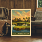 TPC Sawgrass Vintage Golf Travel Poster | Florida Golf Wall Art Decor