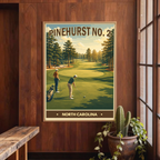 Pinehurst No.2 Vintage Golf Travel Poster | North Carolina Golf Wall Art Decor