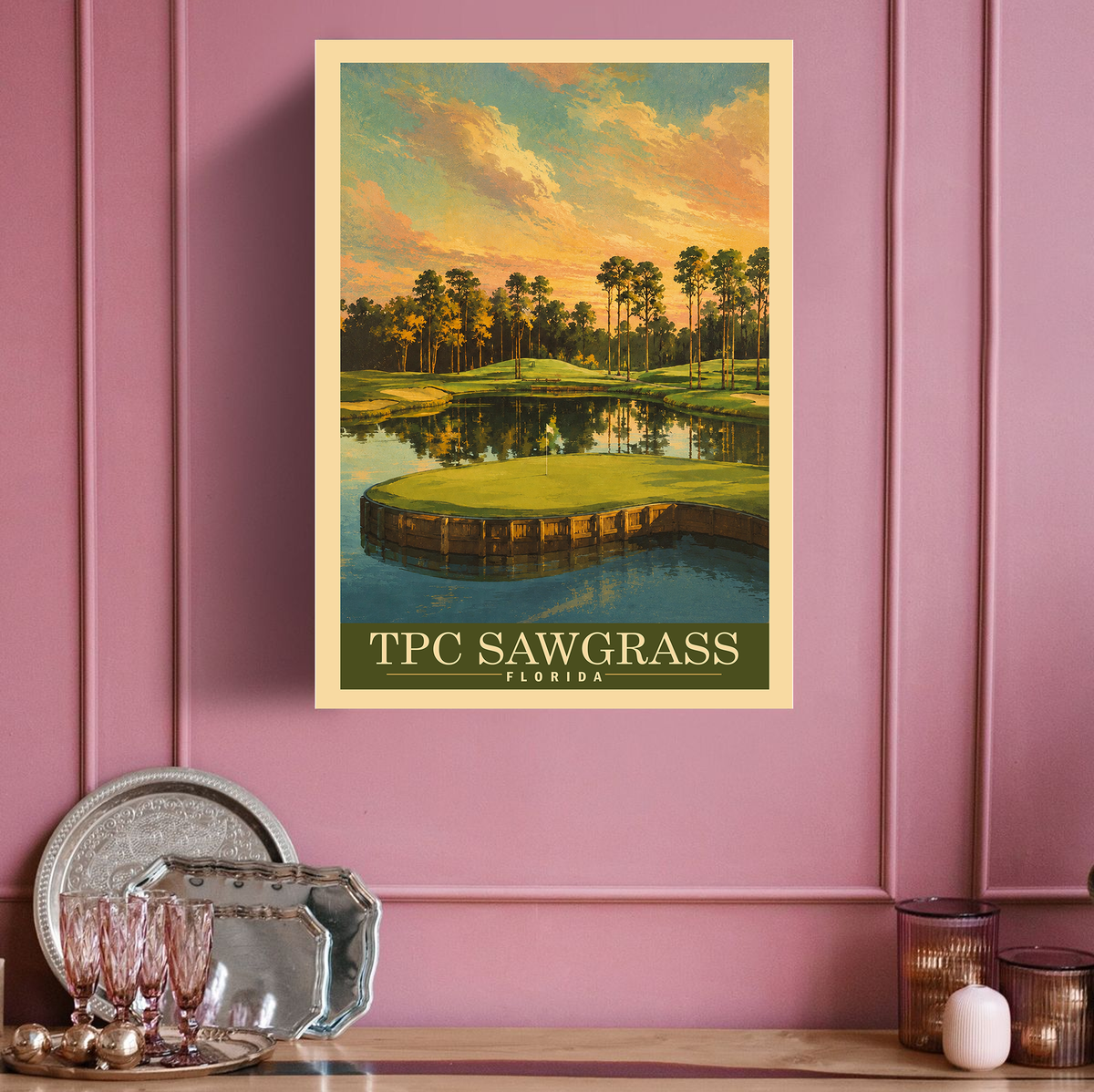 TPC Sawgrass Vintage Golf Travel Poster | Florida Golf Wall Art Decor