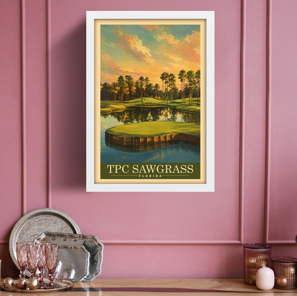TPC Sawgrass Vintage Golf Travel Poster | Florida Golf Wall Art Decor