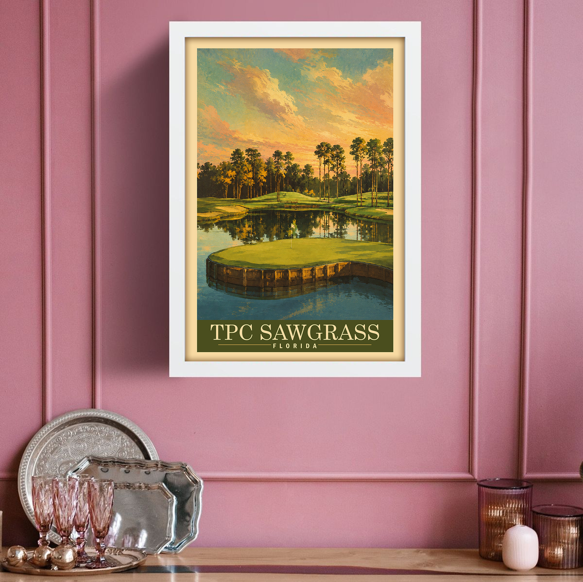 TPC Sawgrass Vintage Golf Travel Poster | Florida Golf Wall Art Decor