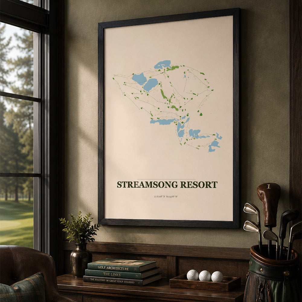 Streamsong Resort Golf Course Map Print Poster | Florida USA Golf Wall Art