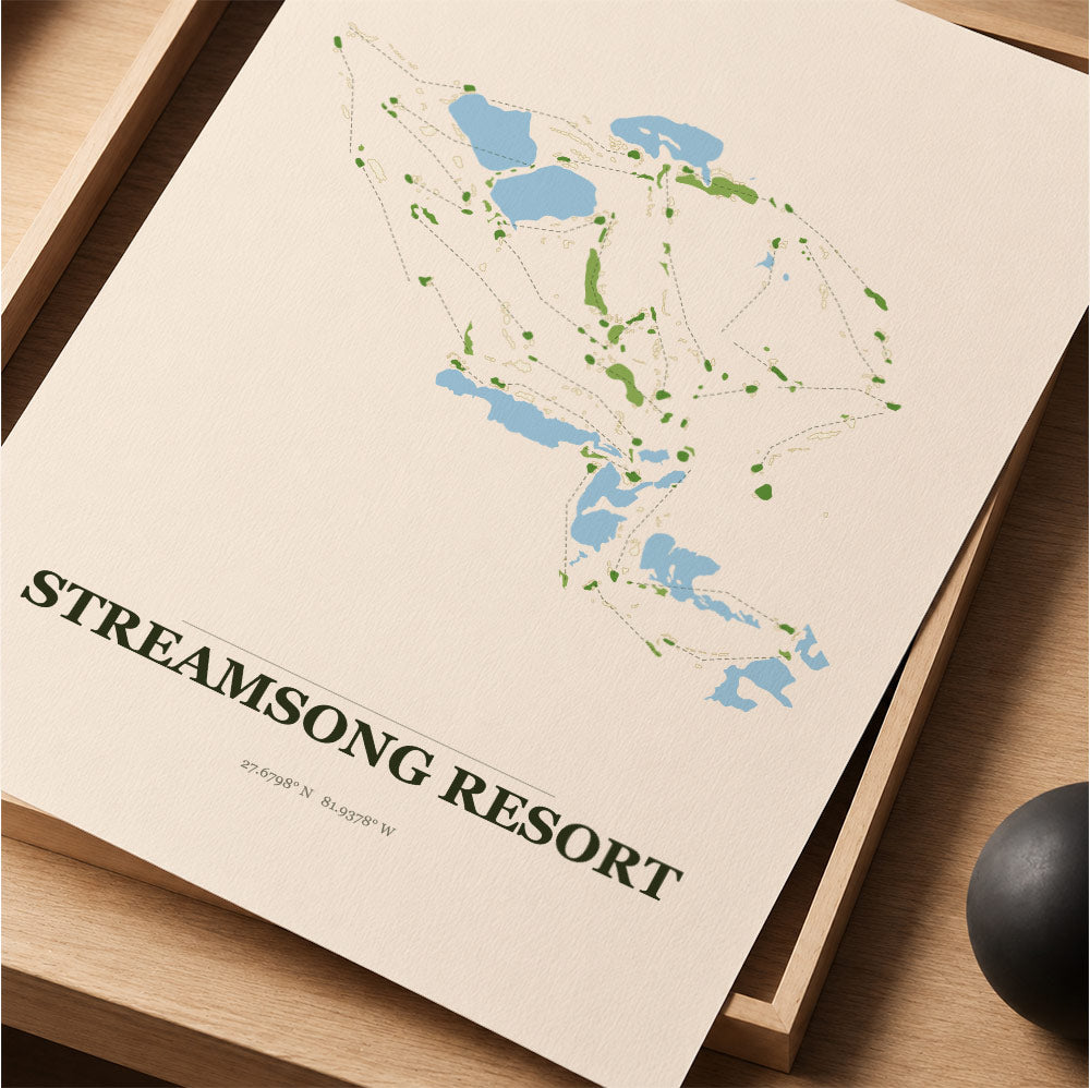 Streamsong Resort Golf Course Map Print Poster | Florida USA Golf Wall Art