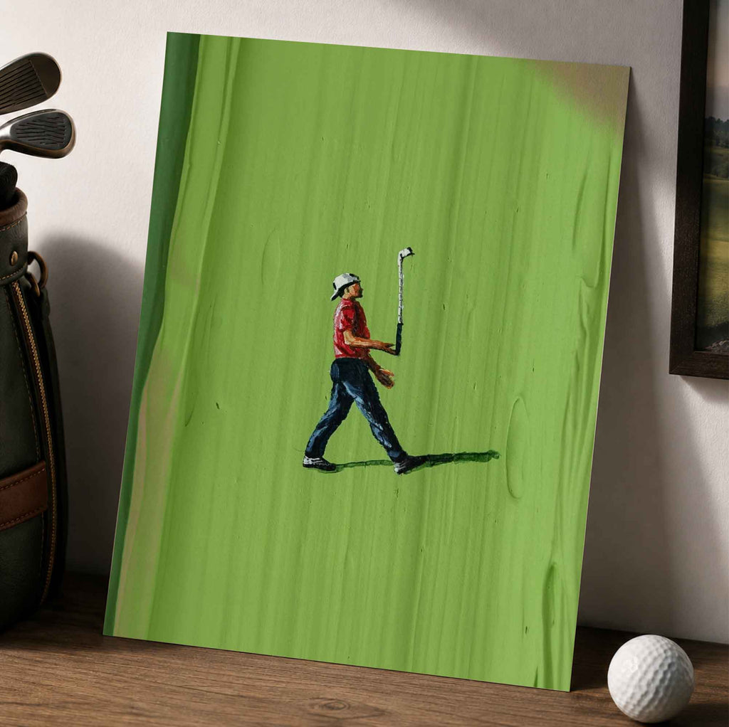 Vintage Tiger Woods Inspired Golf Painting Golf Poster | Retro Golf Wall Art Decor