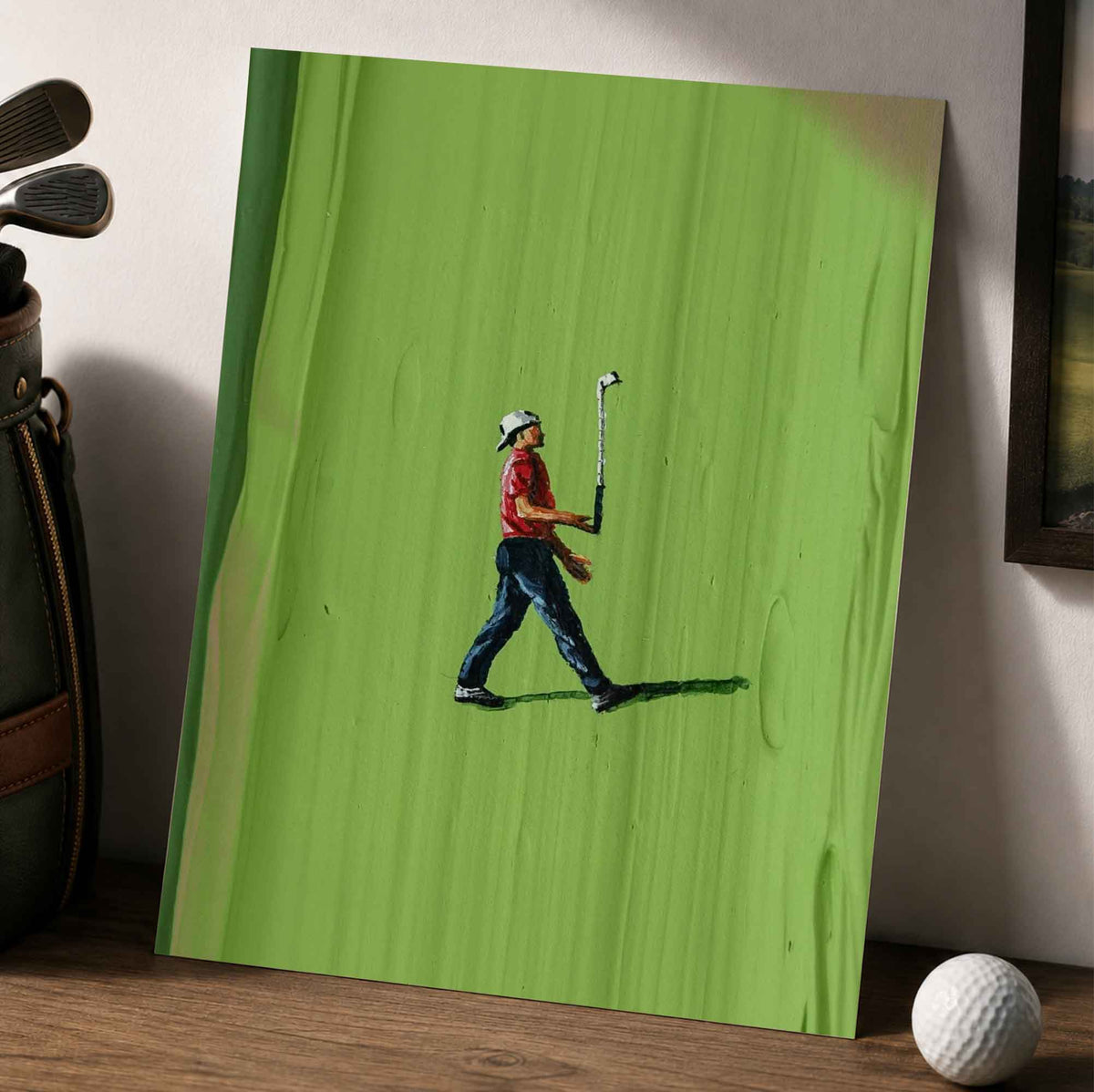 Vintage Tiger Woods Inspired Golf Painting Golf Poster | Retro Golf Wall Art Decor