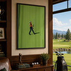 Vintage Tiger Woods Inspired Golf Painting Golf Poster | Retro Golf Wall Art Decor