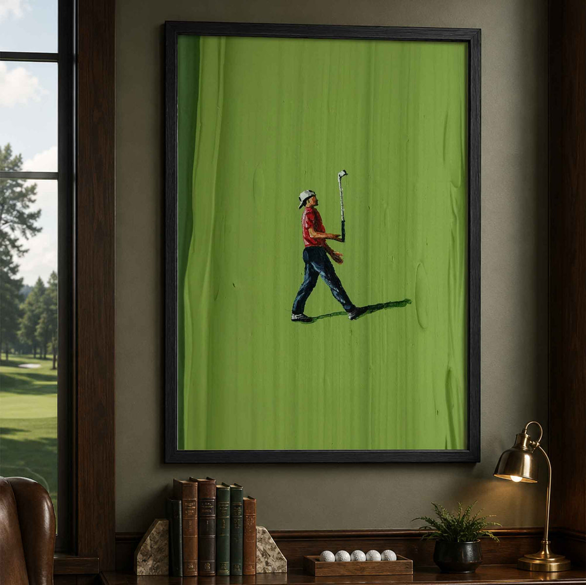 Vintage Tiger Woods Inspired Golf Painting Golf Poster | Retro Golf Wall Art Decor