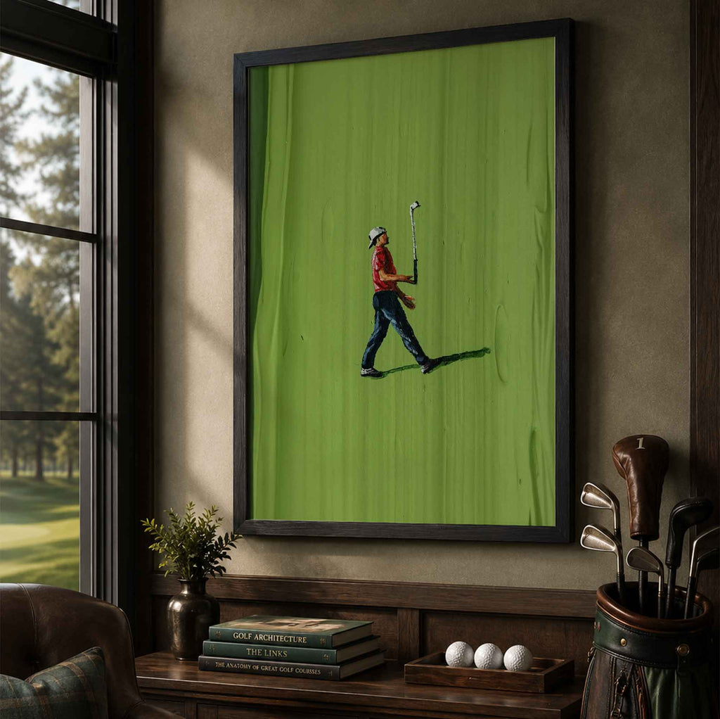 Vintage Tiger Woods Inspired Golf Painting Golf Poster | Retro Golf Wall Art Decor