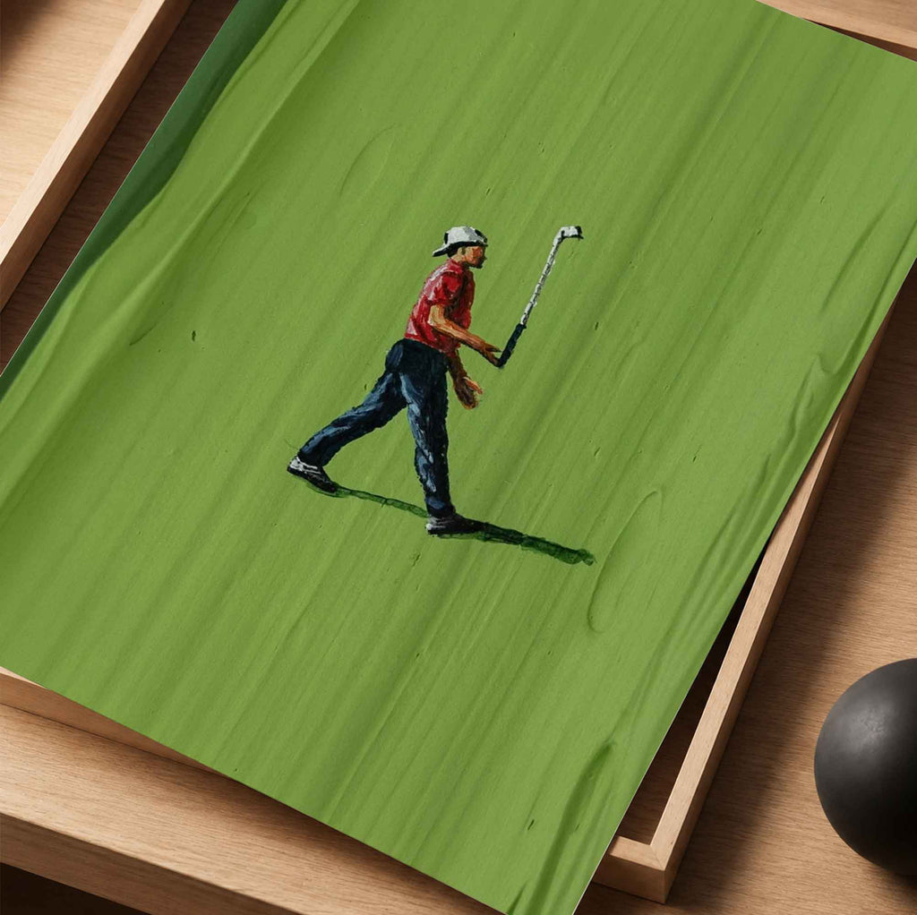 Vintage Tiger Woods Inspired Golf Painting Golf Poster | Retro Golf Wall Art Decor