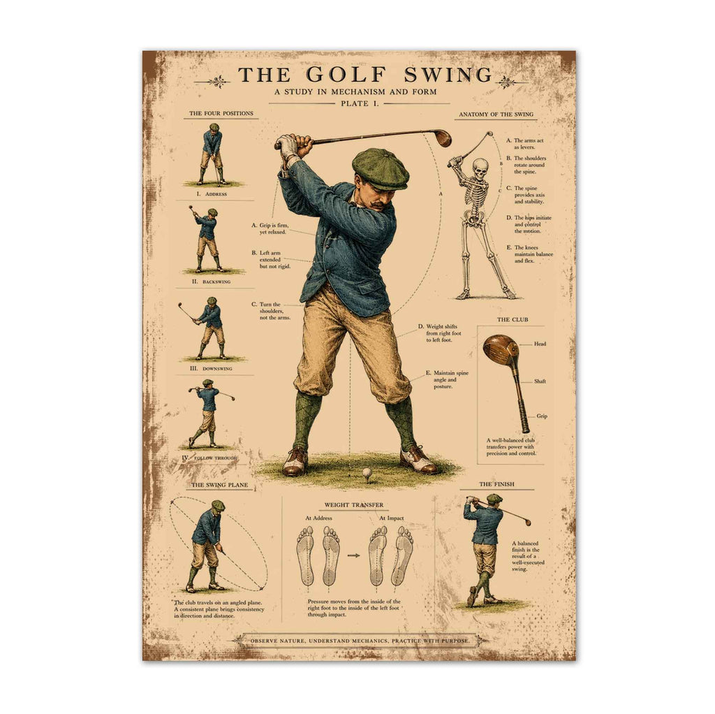 Vintage The Golf Swing Blueprint vintage golf poster, retro golf wall art