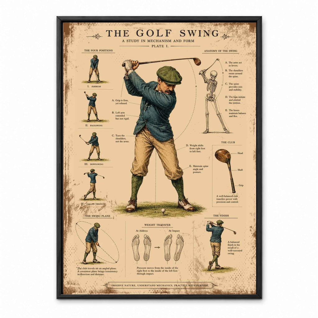 Vintage The Golf Swing Blueprint retro golf art print