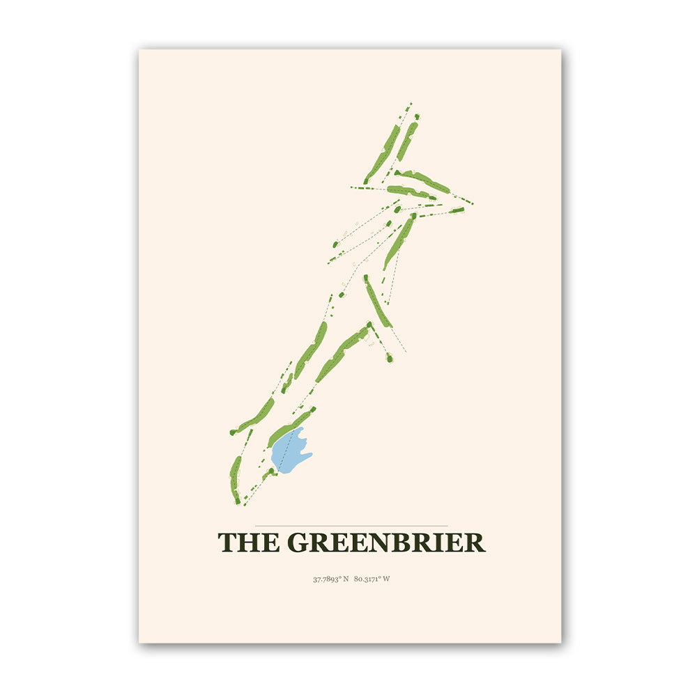 The Greenbrier golf course map print poster, West Virginia USA golf wall art