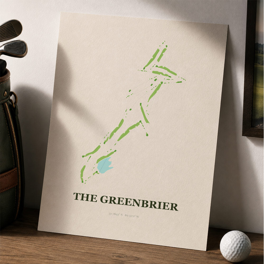 The Greenbrier Golf Course Map Print Poster | West Virginia USA Golf Wall Art