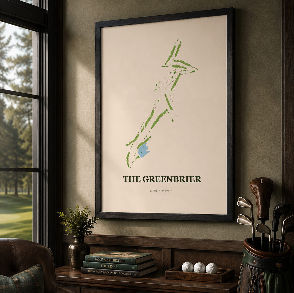 The Greenbrier Golf Course Map Print Poster | West Virginia USA Golf Wall Art