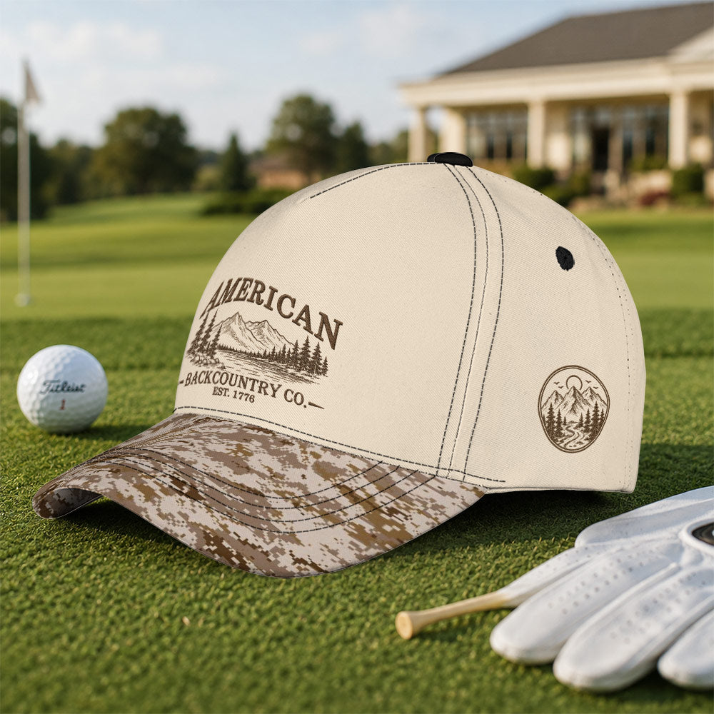 American Backcountry Co Est 1776 Hat - Funny Golf Gift for Golfers