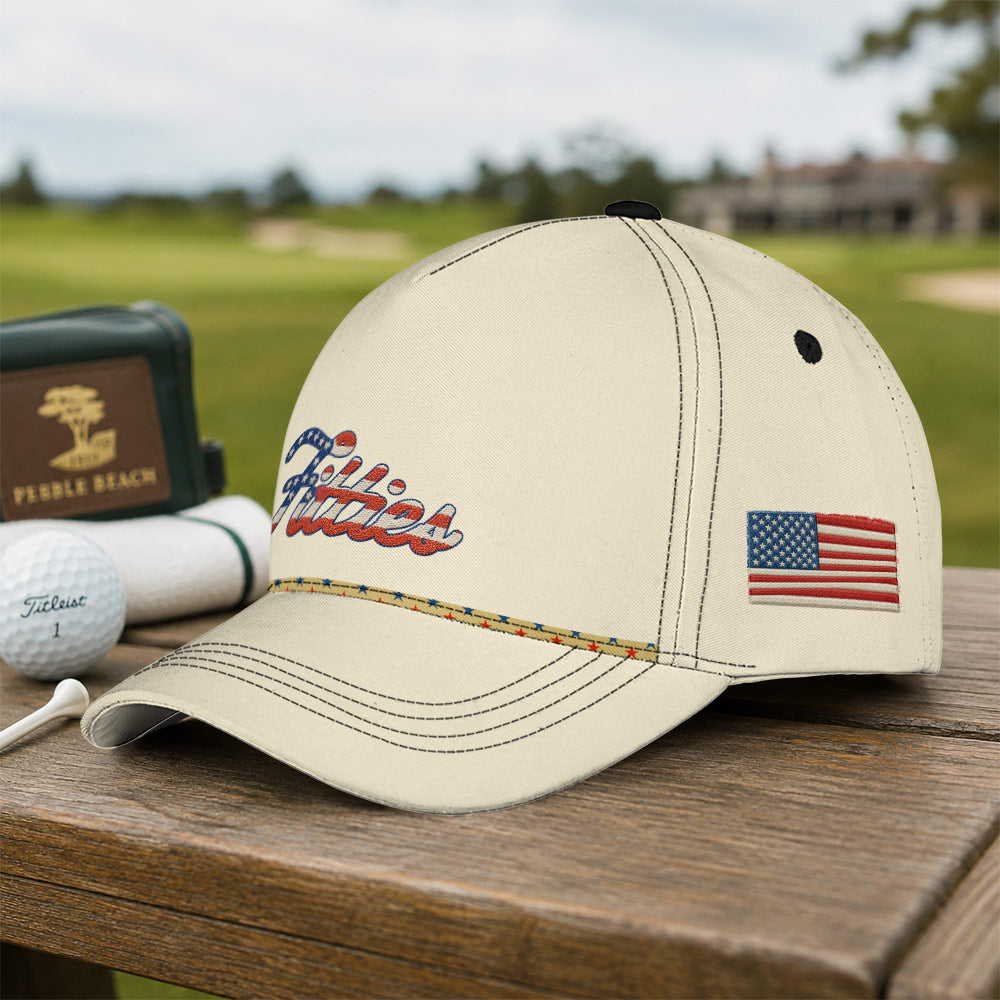 Fitties Patriotic American Flag Rope Hat - Funny Golf Gift for Golfers
