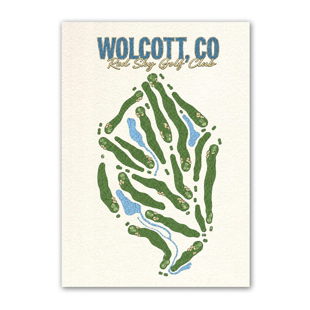 WOLCOTT CO golf course map print poster, New York USA golf wall art