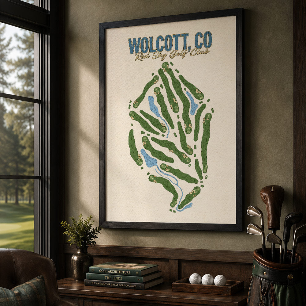 WOLCOTT CO Golf Course Map Print Poster | New York USA Golf Wall Art