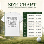 We Ride At Dawn Golf Cart Unisex T-Shirt - Funny Golfing Graphic Tee