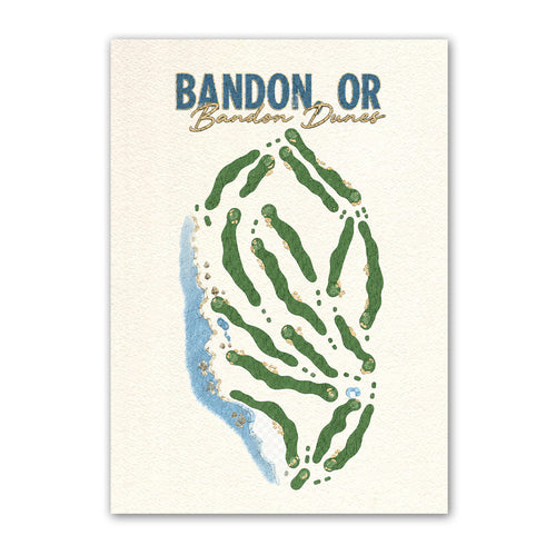 bANDON OR golf course map print poster, Oregon USA golf wall art