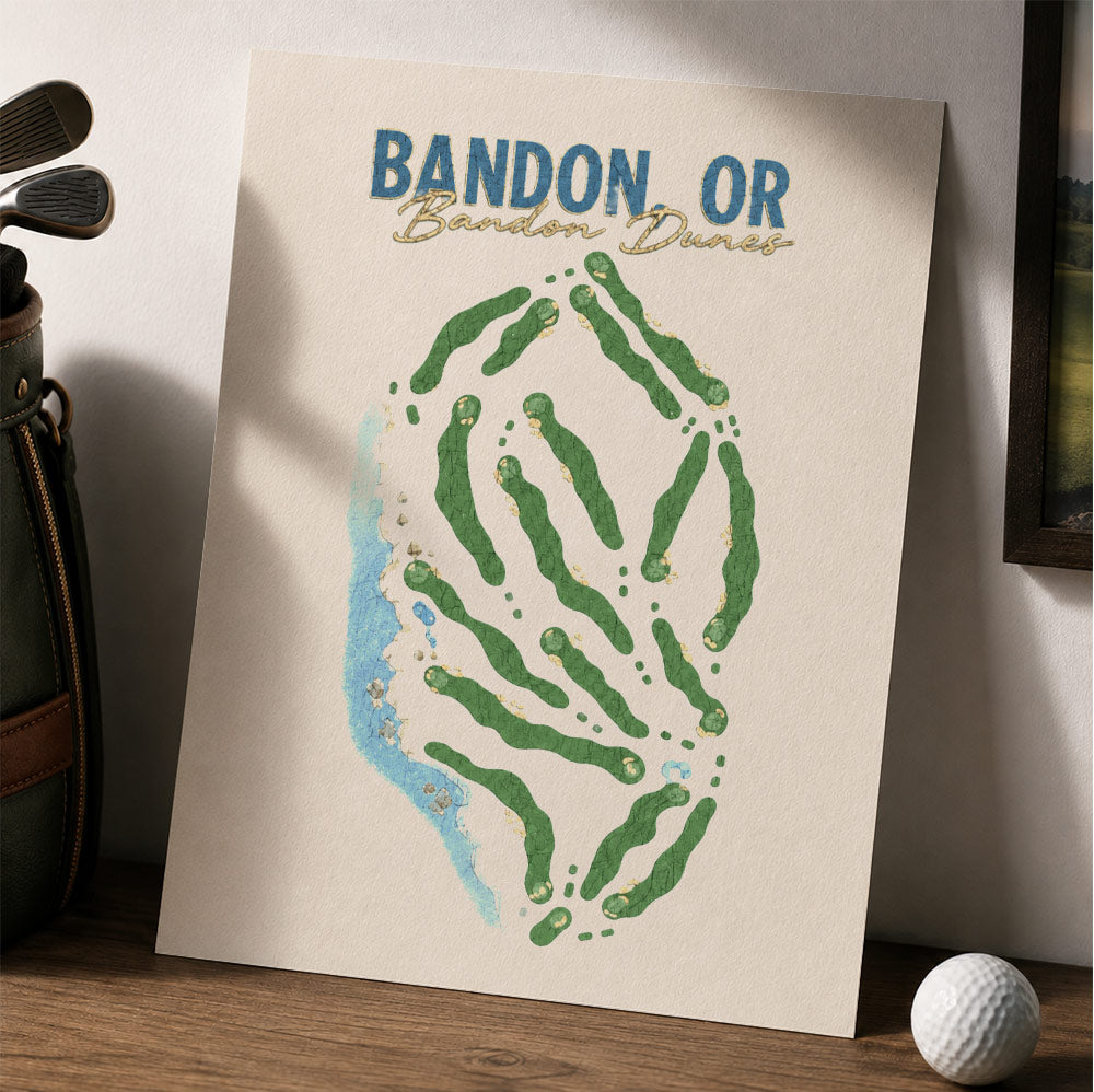 bANDON OR Golf Course Map Print Poster | Oregon USA Golf Wall Art
