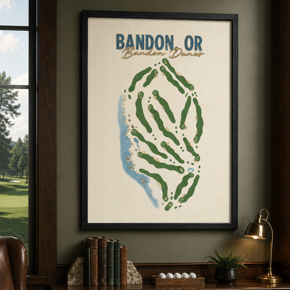 bANDON OR Golf Course Map Print Poster | Oregon USA Golf Wall Art