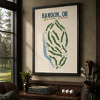 bANDON OR Golf Course Map Print Poster | Oregon USA Golf Wall Art