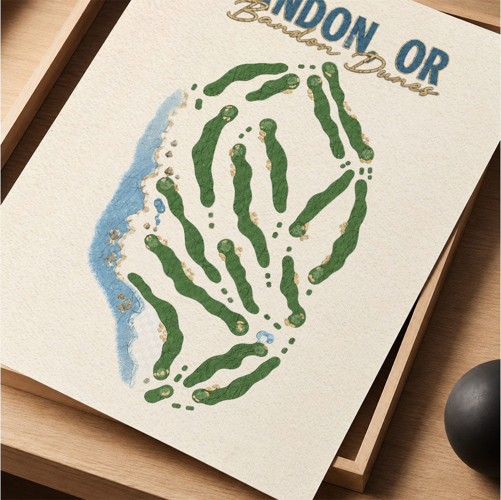 bANDON OR Golf Course Map Print Poster | Oregon USA Golf Wall Art