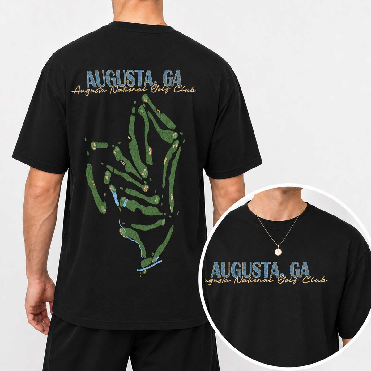Augusta GA Golf Course Map Unisex T-Shirt - Vintage Golf Club Souvenir Shirt