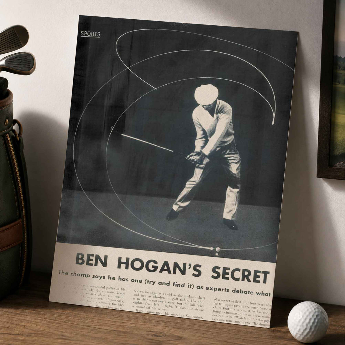 Ben Hogan's Secret Vintage Golf Poster | Retro Golf Wall Art Decor
