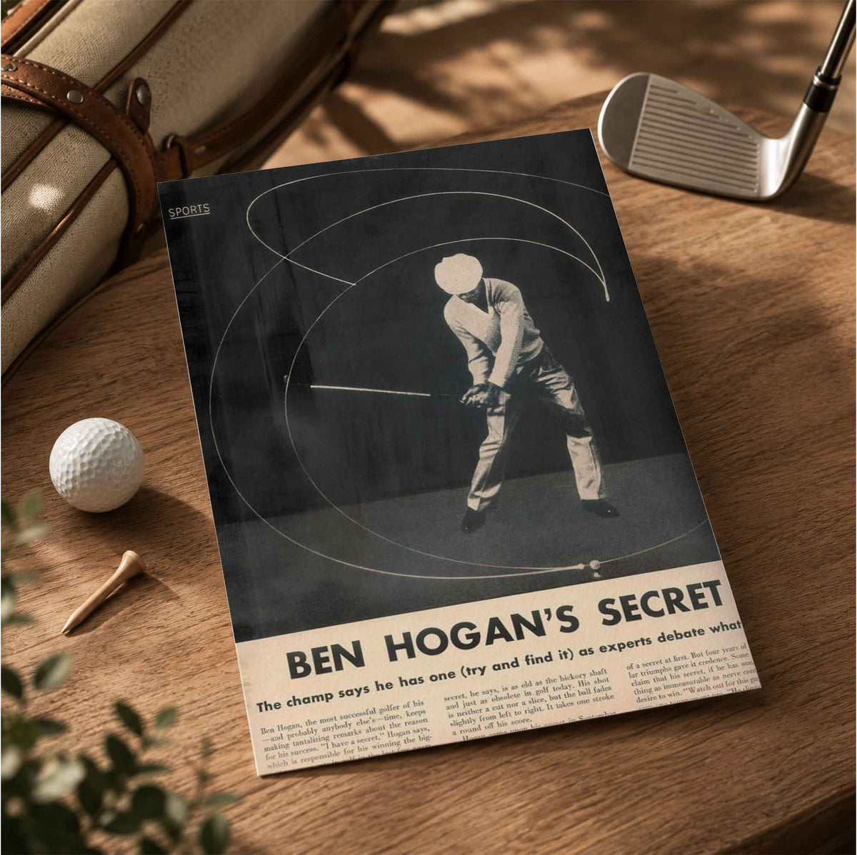 Ben Hogan's Secret Vintage Golf Poster | Retro Golf Wall Art Decor