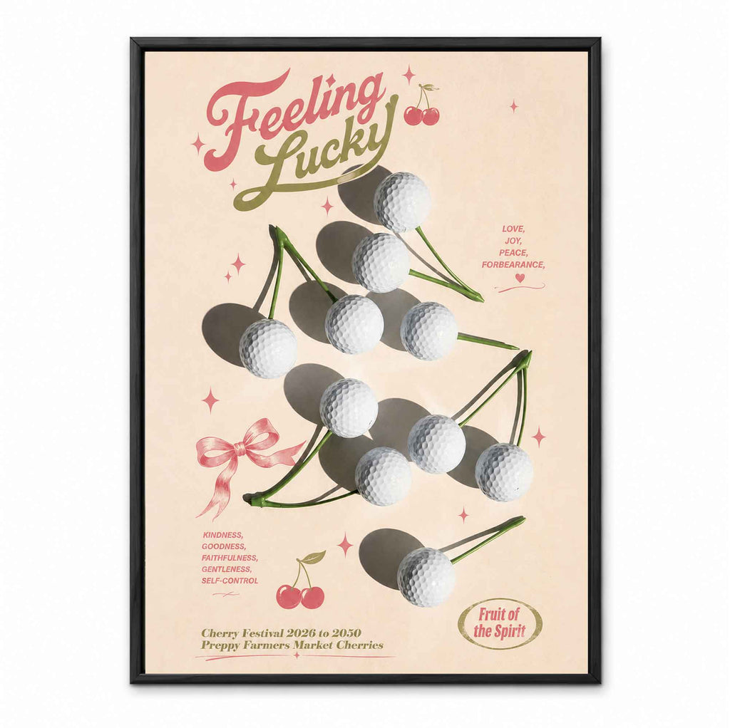 Preppy Golf Cherry Feeling Lucky retro golf art print