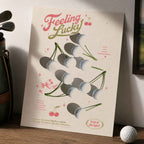 Preppy Golf Cherry Feeling Lucky Vintage Golf Poster | Retro Golf Wall Art Decor